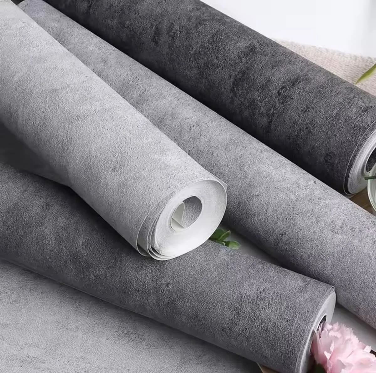 Grey Plain Textured Wallpaper