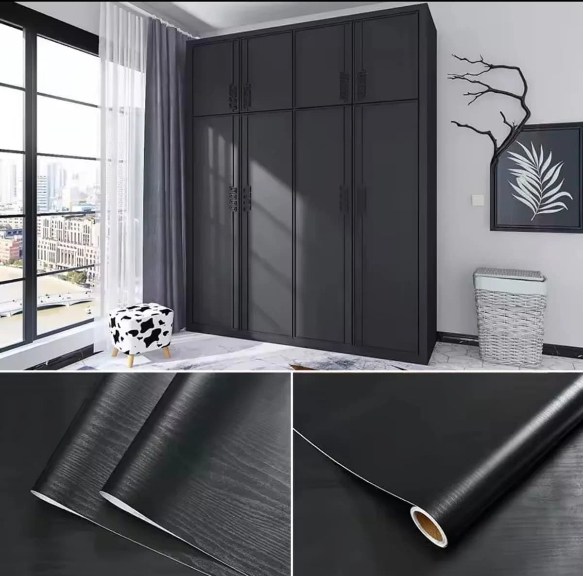 Black Peel and Stick Waterproof Contact Paper