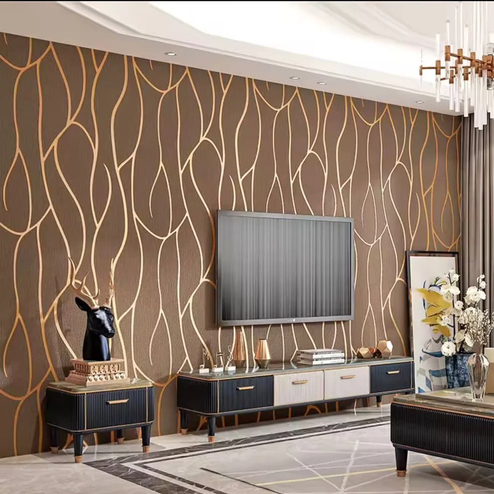 Coffee Brown Modern Livingroom Wallpaper