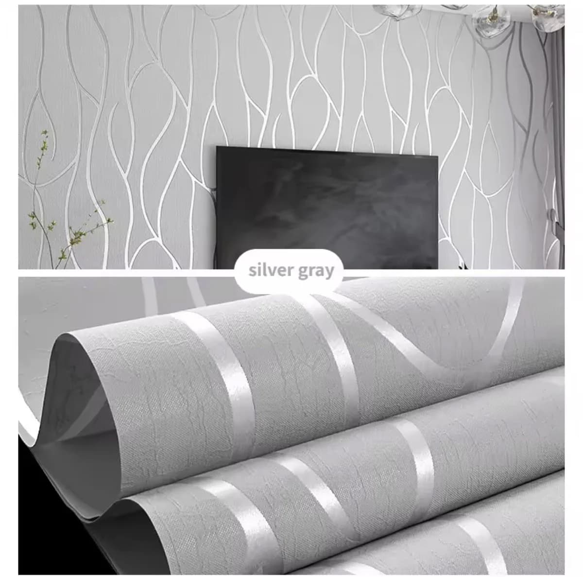 Silver Grey Modern Living Room wallpaper